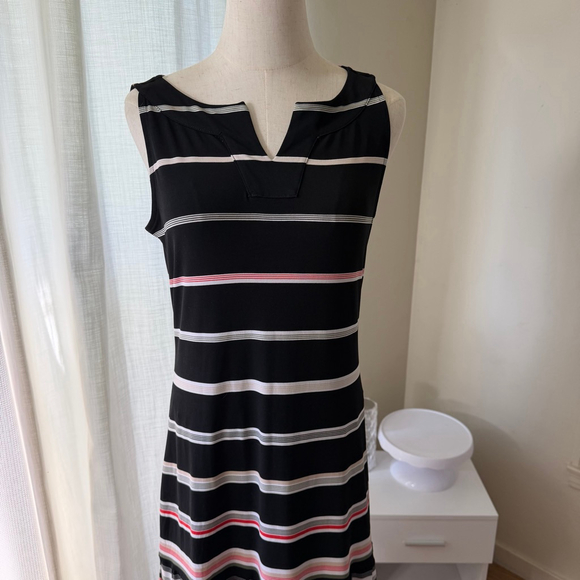 Women's White House Black Market Striped Sleeveless Dress S Black White - Picture 2 of 4